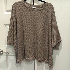 La Miel Mocha Waffle Knit Top